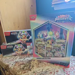 Pokemon TCG Prismatic Evolutions Sealed Lot (19 packs, 2 stamped promos, binder) - Image 2