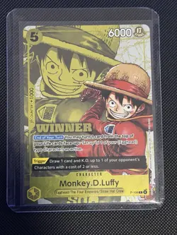 Bandai One Piece CCG Winner Monkey.D.Luffy Character Card P-106 Egghead - Image 1