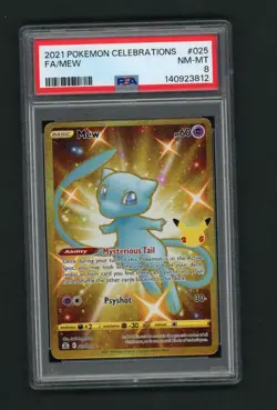 2021 FA / Mew (Secret) 025/025 Celebrations Holo Pokemon Card PSA 8 - Image 1