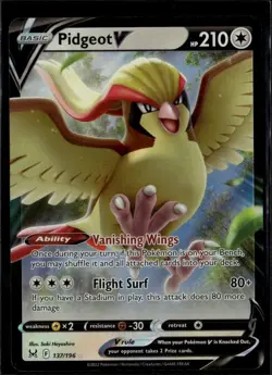 Pidgeot V Ultra Rare SWSH11: Lost Origin 137/196 Colorless Holofoil Pokemon Card - Image 1