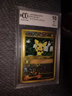 2000 Pokemon JP Neo Pichu Holo #172 Reverse Foil Promo Graded BCCG 10 - Image 1