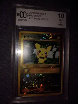 2000 Pokemon JP Neo Pichu Holo #172 Reverse Foil Promo Graded BCCG 10 - Image 3