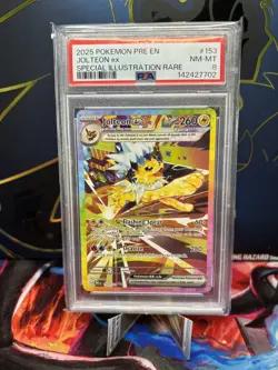 2025 POKEMON PRISMATIC EVOLUTIONS SPECIAL ILLUSTRATION RARE JOLTEON EX PSA 8 - Image 1