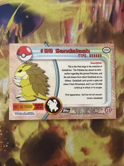 Sandslash #28 Topps Black Label TV Animation Ed. Non Holo Pokemon 1999 LP - Image 2