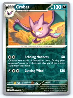 Pokemon Crobat SV04: Paradox Rift PAR Uncommon Reverse Holofoil 112/182 NM - Image 1