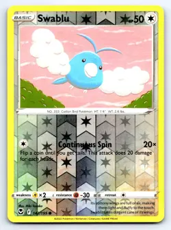 Pokemon Swablu SWSH12: Silver Tempest SWSH12 Reverse Holofoil 142/195 LP TCG - Image 1