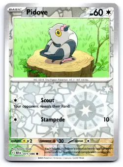 Pokemon Pidove SV: Black Bolt (BLK) Common Reverse Holo 071/086 NM - Image 1
