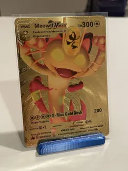 Pokemon TCG VMAX Meowth VMAX HP300 Gold Foil Fan Art - Image 1