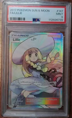 2017 Pokemon Sun & Moon Lillie Full Art Trainer #147 PSA 9 Mint Holo Ultra Rare - Image 1