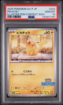 2025 POKEMON JAPANESE SV-P PROMO ILLUSTRATION CONTEST 2024 #242 PIKACHU PSA 10 - Image 1