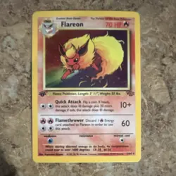 Pokemon Flareon Jungle 1st Edition Holo Rare 70 HP Card 3/64 English 1999 - Image 1