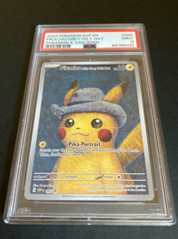 PSA 9 Pikachu Grey Felt Hat #085 Van Gogh Promo SVP Pokemon Card - Image 3