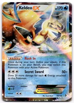 Keldeo EX 49/149 Holo EX Rare Boundaries Crossed Pokemon Holo Moderately Played - Image 1