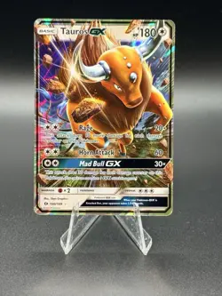 Pokemon Sun & Moon Base Tauros GX 100/149 Ultra Rare Holo NM Full Art - Image 1