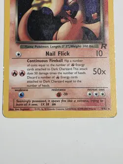 Dark Charizard Holo SWIRL Team Rocket 4 4/82 Pokemon LP YF1 - Image 2