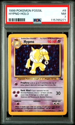 1999 POKEMON FOSSIL #8 HYPNO-HOLO PSA 7 - Image 1