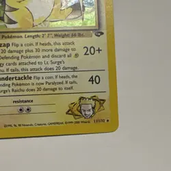 Pokemon Lt. Surge's Raichu 11/132 Gym Challenge Holo Rare Unlimited 80 HP - Image 5