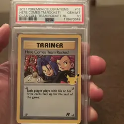 2021 Pokemon TCG Celebrations Here Comes Team Rocket Classic Collection PSA 10 - Image 1