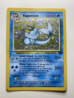 Pokemon TCG Vaporeon Jungle 12/64 Holo Unlimited Holo Rare - Image 1
