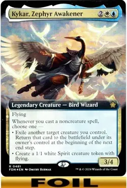 1x - Kykar, Zephyr Awakener - FOIL EXTENDED ART #481 - Foundations - NM MTG - Image 1
