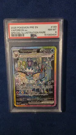 Pokemon Vaporeon ex Prismatic Evolutions Special Illustration Rare #149 PSA 8 - Image 2