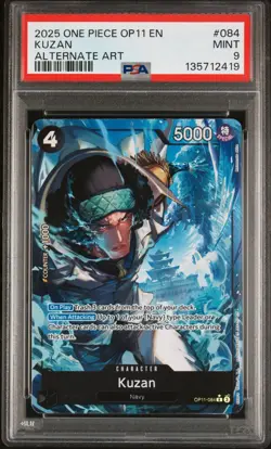 2025 ONE PIECE OP11-A FIST OF DIVINE SPEED #084 KUZAN ALTERNATE ART PSA 9 - Image 1