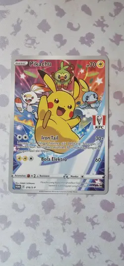 Pokemon Pikachu Card 016/S-p KFC Promo Full Art Indonesian - Image 1