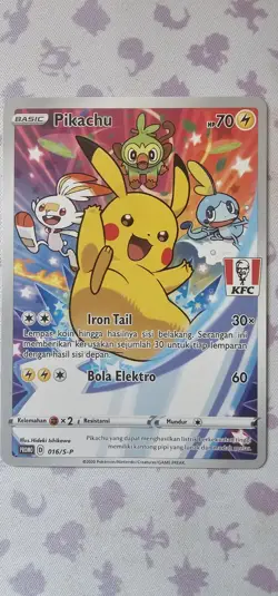 Pokemon Pikachu Card 016/S-p KFC Promo Full Art Indonesian - Image 2