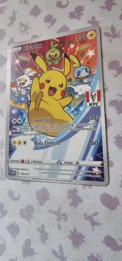 Pokemon Pikachu Card 016/S-p KFC Promo Full Art Indonesian - Image 3