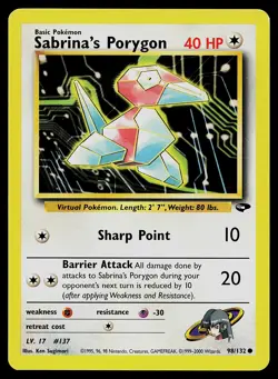 Pokemon Card Gym Challenge Sabrina's Porygon 98/132 Common - Image 1