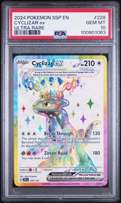 2024 Pokemon Surging Sparks # 228 Cyclizar EX Ultra Rare PSA 10 Card! GEM MINT! - Image 1