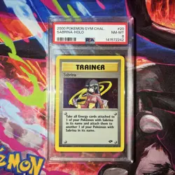 Pokemon TCG Sabrina Trainer Gym Challenge Holo 20/132 Rare Swirl PSA 8 Mint - Image 1