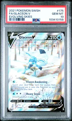 2021 POKEMON SWORD & SHIELD EVOLVING SKIES #175 FA/GLACEON V PSA 10 - Image 1