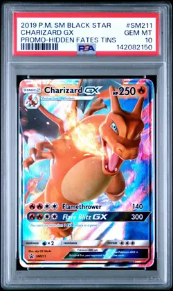 2019 POKEMON SM BLACK STAR PROMO HIDDEN FATES TINS #SM211 CHARIZARD GX PSA 10 - Image 1
