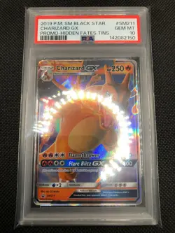 2019 POKEMON SM BLACK STAR PROMO HIDDEN FATES TINS #SM211 CHARIZARD GX PSA 10 - Image 3