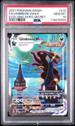 2021 POKEMON SWORD & SHIELD EVOLVING SKIES SECRET FULL ART/UMBREON VMAX PSA 10 - Image 1