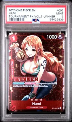 PSA 9 Nami ST01-007 Winner Promo Tournament Pack Vol. 3 One Piece CCG - Image 1