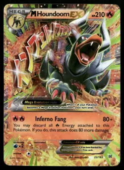 Pokemon TCG M Houndoom EX Holo Ultra Rare Card 22/162 XY Breakthrough (LP) - Image 1