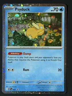 Psyduck Cosmos Holo SWIRL! Mega Evolution Black Star Promo 007 Pokemon TCG NM - Image 1