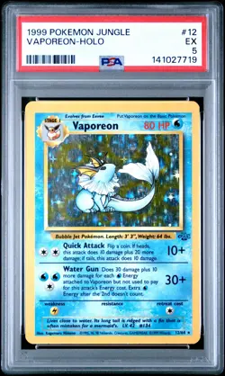1999 POKEMON JUNGLE #12 VAPOREON-HOLO PSA 5 - Image 1
