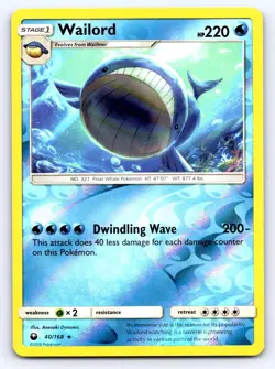 Wailord 40/168 Rare Celestial Storm Pokemon Reverse Holo Lightly Played - Image 1