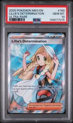 POKEMON #169 LILLIE'S DETERMINATION PSA 10 - ENGLISH, MEGA EVOLUTION ULTRA RARE - Image 1