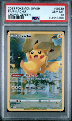 2023 POKEMON SWORD & SHIELD CROWN ZENITH #GG30 FULL ART/PIKACHU PSA 10 - Image 1