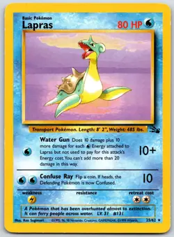 POKEMON FOSSIL LAPRAS 25/62 RARE NON HOLO LP - Image 1