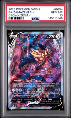 PSA 10 ZAMAZENTA V GG54/GG70 FULL ART CROWN ZENITH POKEMON - Image 1