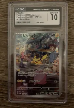 PIKACHU 173/165 ART RARE HOLO POKEMON CARD 151 POKEMON JAPANESE CGC 10 GEM MINT - Image 1
