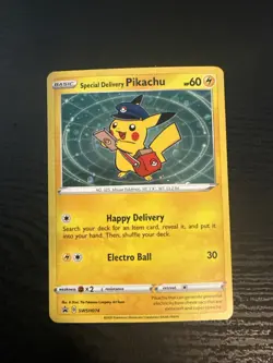 Special Delivery Pikachu SWSH074 SWSH: Sword & Shield Promo Cards Holo NM - Image 1