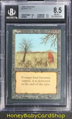 MTG Legends 1994 Blight BGS 8.5Q++ (Baby Quad++) NM/MT+ Old School 93/94 - Image 1