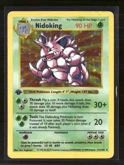 Pokemon 1999 Base Set Nidoking 1st Edition Shadowless #11/102 Holo - Image 1