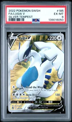 2022 POKEMON SWORD & SHIELD SILVER TEMPEST #185 FULL ART/LUGIA V PSA 6 - Image 1